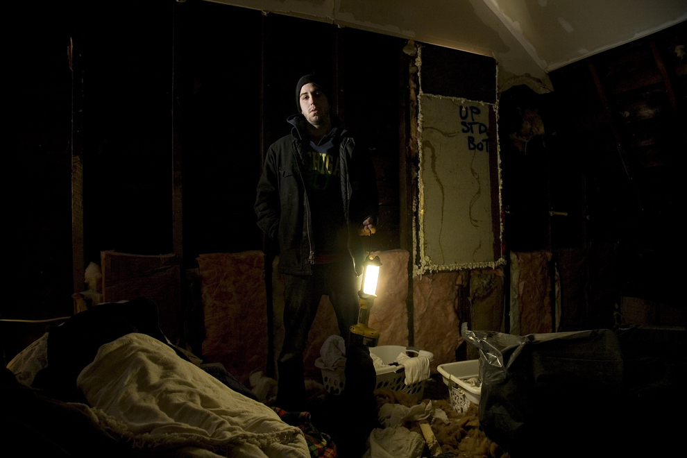 The author in his home during the early stages of renovation. Photograph © Garrett MacLean/Buzzfeed