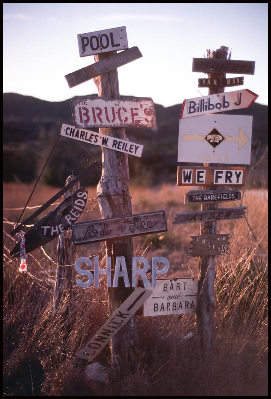 Rural road signs, Texas 1980 © John MacPherson