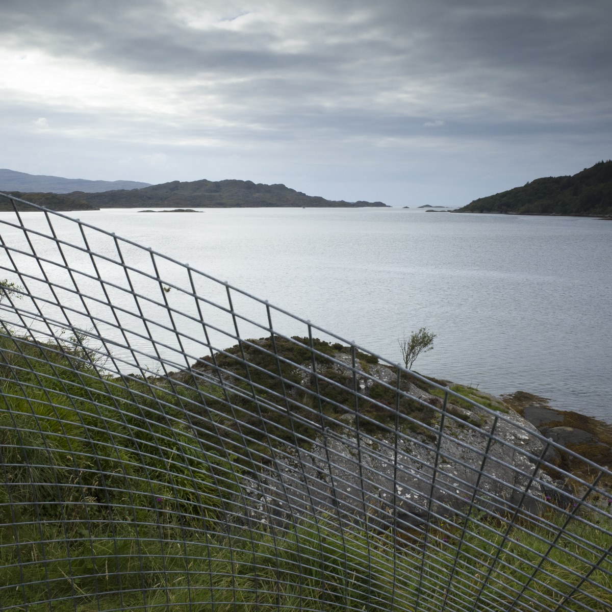 Safety fencing, Castle Tioram and the site of 'the sinking of the toolbag' in 1982 © John MacPherson